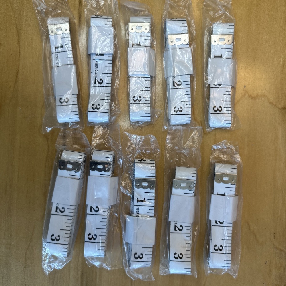 Lot Of 10 60" Fiberglass Tape LRG PRINT Measure‎ Inches Metric NEW White Tailor